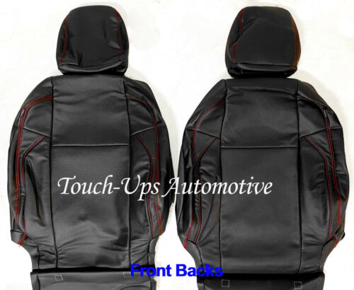 KATZKIN Black Red Leather Seat Covers for 2016-2021 Toyota Tacoma DOUBLE Cab