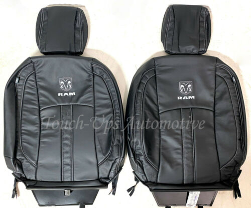 2013-2018 Dodge Ram Crew Cab KATZKIN Saddleback Black Outlaw Leather seats Logo