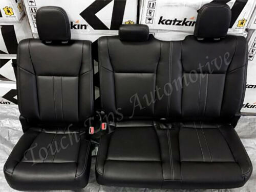 2017-2021 Ford F-250 XLT SXT SuperCrew Katzkin Leather Seat Covers Black Stone