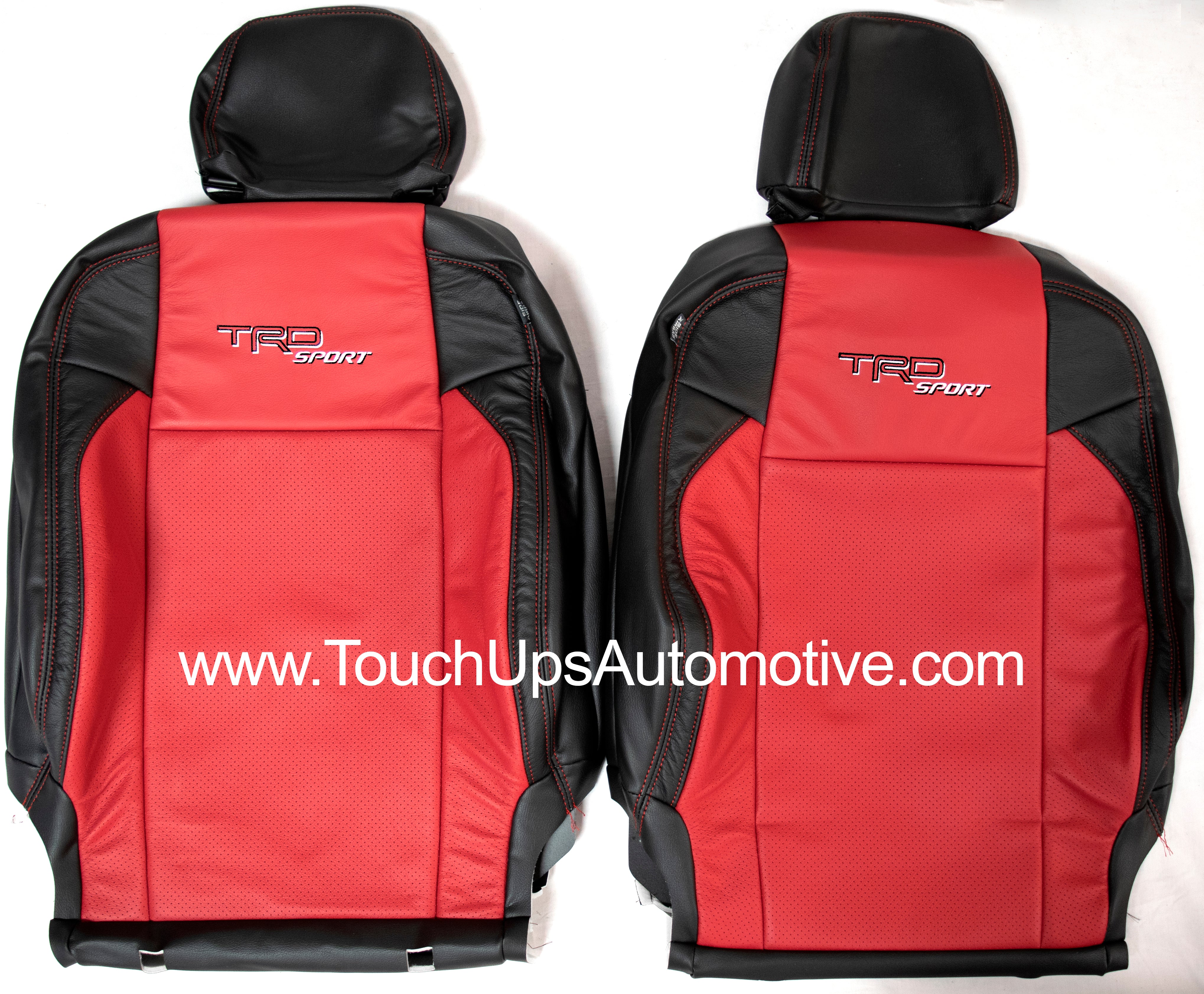 2016-2022 Toyota Tacoma DOUBLE Cab Leather Seat Covers Black Red TRD Sport Logo