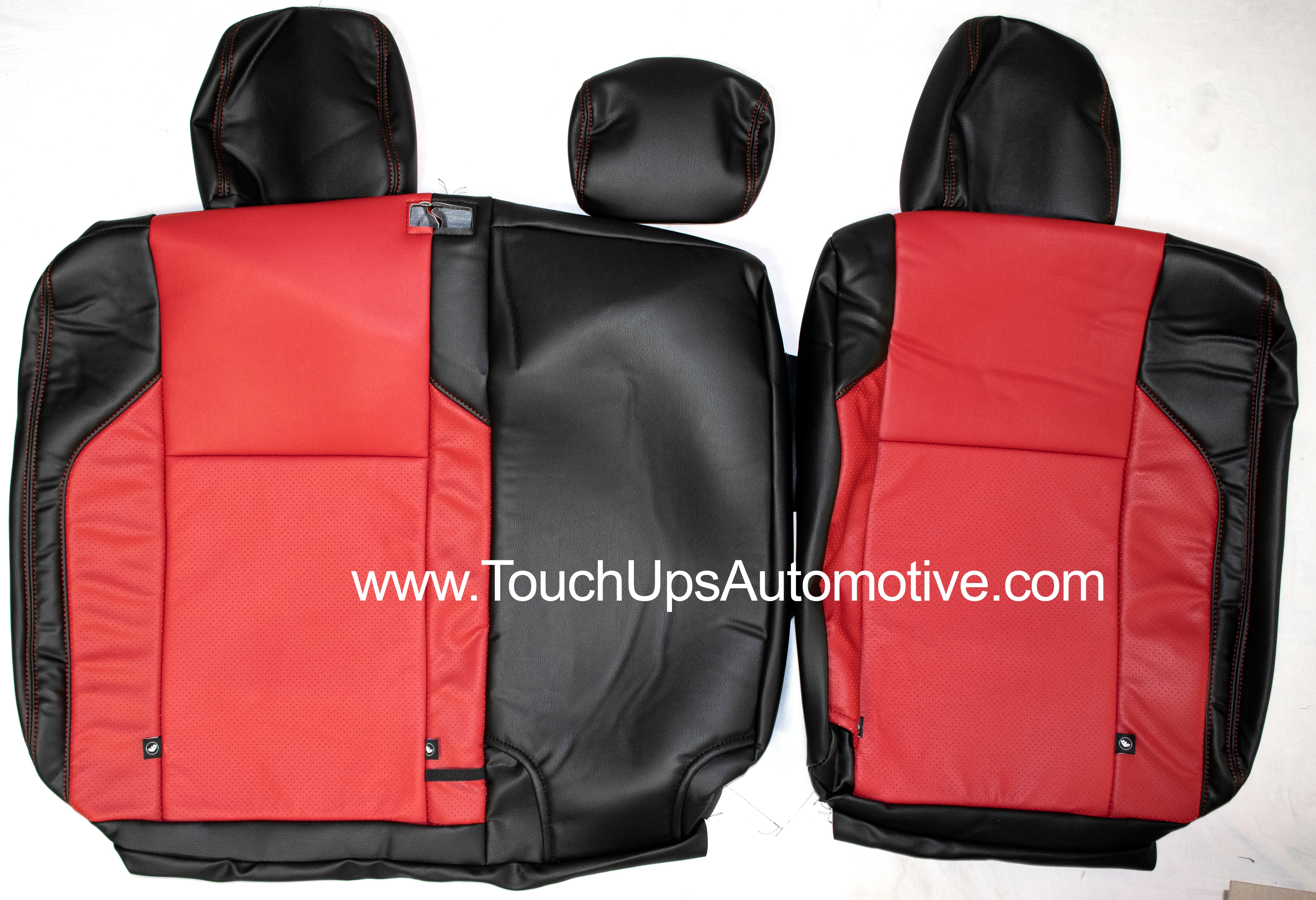 2016-2022 Toyota Tacoma DOUBLE Cab Leather Seat Covers Black Red TRD Sport Logo