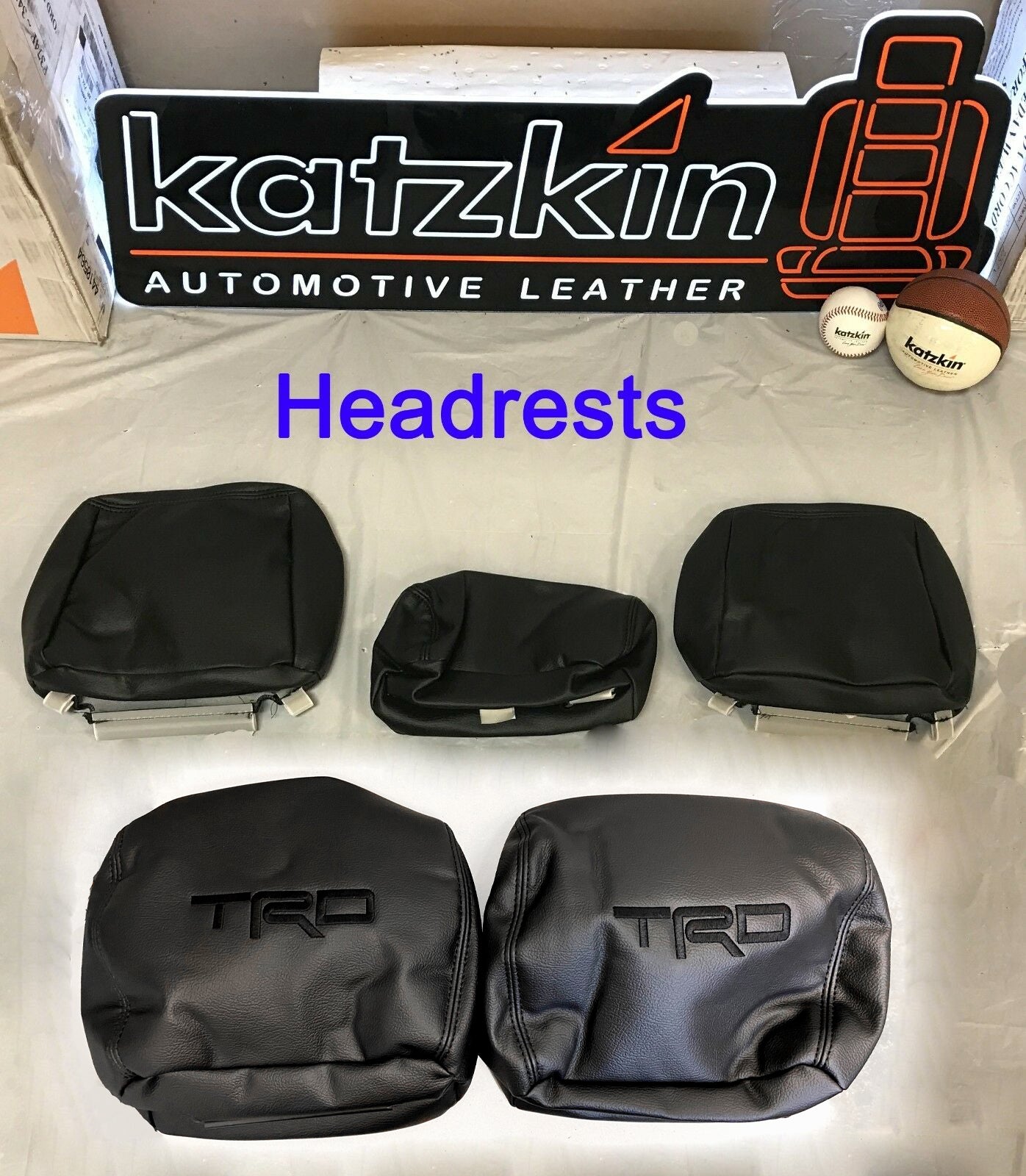 Katzkin Black Leather Seat Covers for 2014-2020 Toyota Tundra CrewMax SR5 TRD LOGOS!